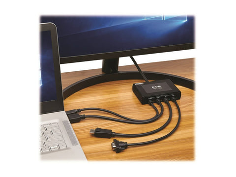 EATON TRIPPLITE 4-Port Presentation Adapter 4K 60Hz 4:4:4 HDMI DP USB-C and 1080p VGA to HDMI Built-In Cables
