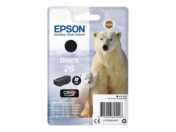 EPSON 4LB 26 ink cartridge black standard capacity 6.2ml 220 pages 1-pack blister without alarm
