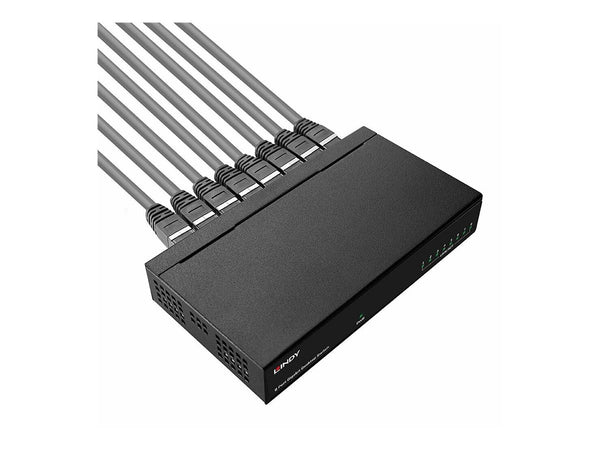LINDY 8 Port 10/100/1000 GIGABIT Desktop Switch Premium metal case