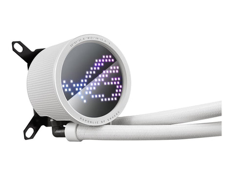 ASUS ROG RYUO III 240 ARGB white edition all-in-one CPU liquid cooler with Asetek 8th gen pump solution and Anime Matrix LED Display