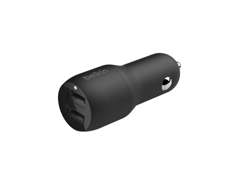 BELKIN BOOST CHARGE 24w USB-A Dual Car Charger w/ 1M PVC A-C Black