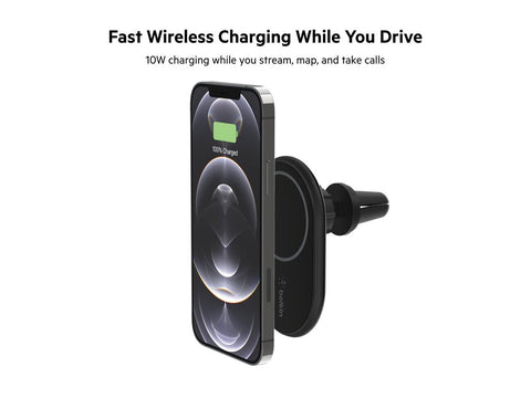 BELKIN BOOST CHARGE Magnetic wireless Car Vent Mount + Car Charger No CLA Black