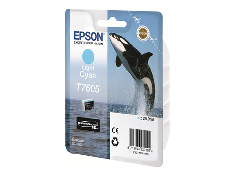 EPSON T7605 cartouche dencre cyan haute capacité clair 25,9ml 2390 pages pack de 1
