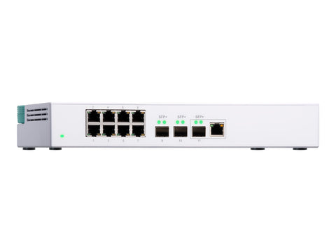 QNAP QSW-308-1C Eight 1GbE NBASE-T ports Three 10GbE SFP+ with shared one 10GBASE-T ports Unmanage Switch 10GbE NBASE-T