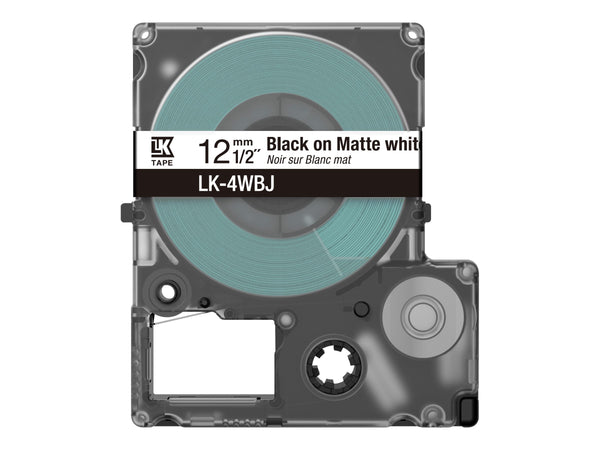 EPSON Matte Tape White/Black 12mm 8m LK-4WBJ