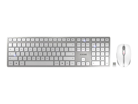 CHERRY DW 9100 Slim Wireless Keyboard and Mouse Silver/White (EU)