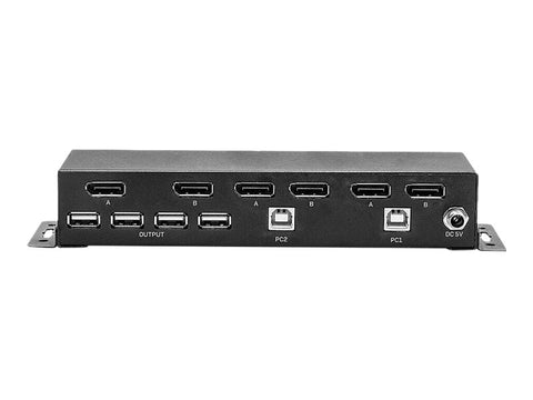 LINDY 2 Port Dual Head DisplayPort 1.2 KVM Switch 4x USB2.0 2x DP 1.2 Output