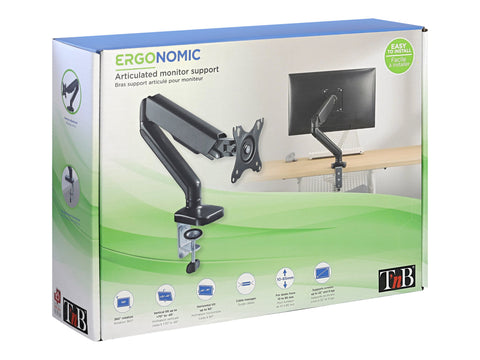TNB ERGO Line Single Monitor Articulated Arm And Gas Spring Adjustment Material Steel For Screen Size