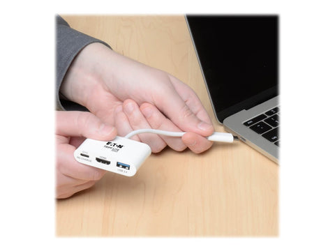 EATON TRIPPLITE USB-C to HDMI Adapter with USB-A Port and PD Charging HDCP White
