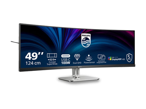 PHILIPS 49B2U5900C/00 48.8p 5120x1440 75Hz VA CURVED H/A 150MM SUPERWIDE USB C DOCKING DISPLAY 100W SmartKVM USB HUB SPEAKERS