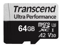 TRANSCEND 64Go microSD w/ adapter UHS-I U3 A2 DDR200