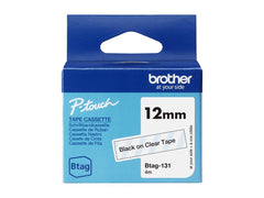 BROTHER 12MM BTAG131 Tape Black on Transparent
