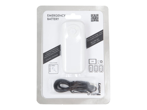 URBAN FACTORY Batterie externe Emergency Battery - 4400 mAh  - Blanc  -  Blister 1 câble