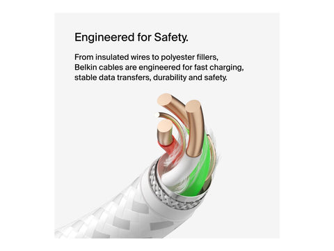 BELKIN BOOST CHARGE USB-A to USB-C Cable Braided 2M White