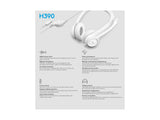 LOGITECH H390 Headset on-ear wired USB-A off-white