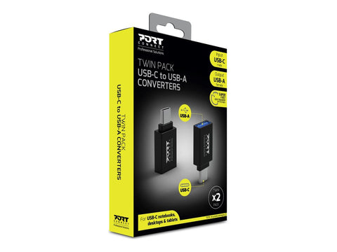 PORT DESIGNS Twin Pack - USB Type C to USB Type A Female Converters