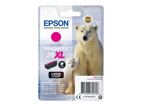 EPSON 1LB 26XL ink cartridge magenta high capacity 9.7ml 700 pages 1-pack blister without alarm
