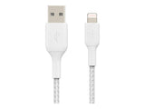 BELKIN BOOST CHARGE USB-A to Lightning Cable Braided 0.15M White