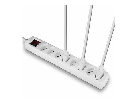 LINDY Mains 8 way gang socket Swiss with on/off Switch 2300W with overvoltage protection