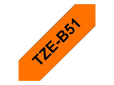 BROTHER P-TOUCH TZE-B51 noir sur neon orange 24mm