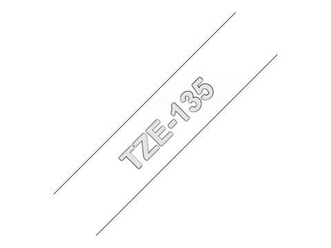 BROTHER P-TOUCH TZE-135 blanc sur clear 12mm