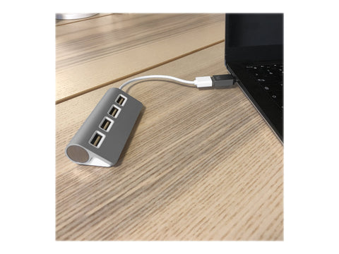 TNB Hub 4 Ports USB 2.0 Selfpowered Compatible Pc/Mac Aluminium Finish