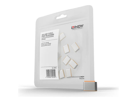 LINDY USB Type C Port Blockers Pack of 10 Orange