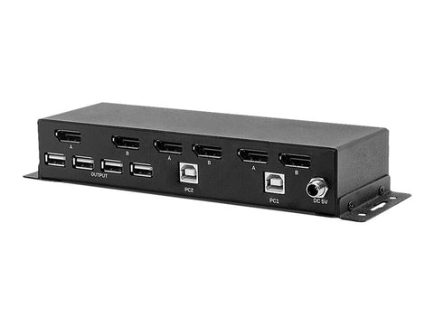 LINDY 2 Port Dual Head DisplayPort 1.2 KVM Switch 4x USB2.0 2x DP 1.2 Output