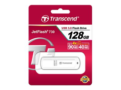 TRANSCEND 128Go Clé USB 730 USB 3.0 Classique - Blanc