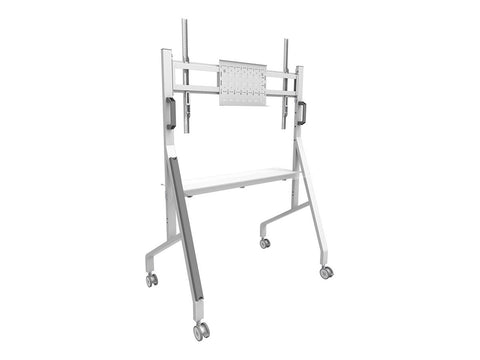 NEOMOUNTS FL50-525WH1 Support au sol mobile pour écran 55-86p - étagère multimédia incluse - installation rapide - TÜV