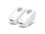 TP-LINK AV2000 2-Port Gigabit Passthrough Powerline Starter Kit 2000Mbps Powerline Data Rate Line-Neutral/Line-Ground 2x2 MIMO 2
