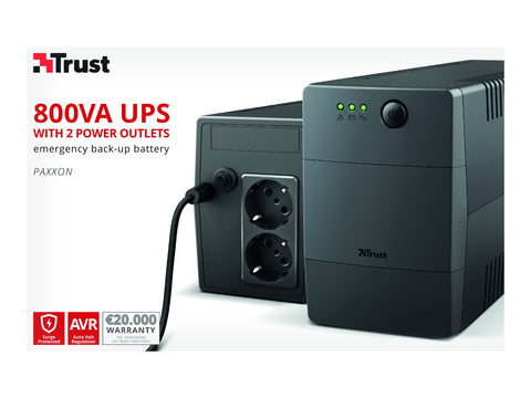 TRUST Onduleur PAXXON 800 VA avec 2 prises