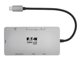 EATON TRIPPLITE USB-C Dock Dual Display - 4K 60Hz HDMI USB 3.2 Gen 1 USB-A Hub GbE Memory Card 100W PD Charging Gray