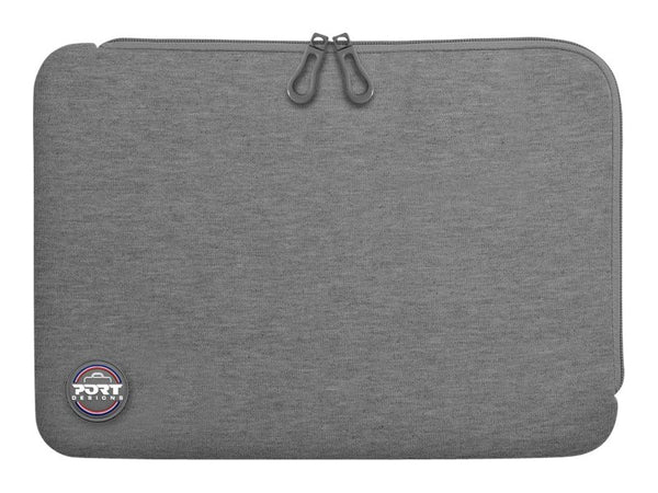 PORT DESIGNS Trendy Cotton Neoprene Laptop Sleeve 13p-14p L-shaped opening for easy access Stretchy cotton neoprene material Grey