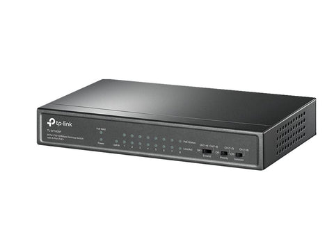 TP-LINK TL-SF1009P PoE+ Switch 8x 10/100Mbps PoE+ + 1x RJ45 10/100 Non-PoE 65W 802.3at/af Desktop Steel Case