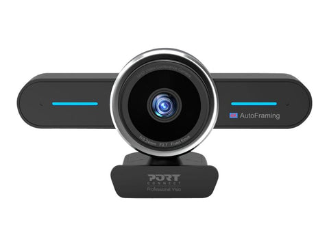 PORT DESIGNS Mini 4K Conference Cam With Autoframing Professional Webcam With Integrated Microphone Ultra High-Resolution Camera