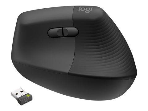LOGITECH Lift for Business Vertical mouse ergonomic 6 buttons wireless Bluetooth 2.4 GHz Bolt USB receiver graphite
