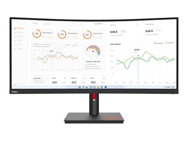 LENOVO T34w-30 34p WQHD VA 21:9 Monitor HDMI DP