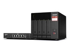 QNAP Bundle NAS TS-473A 4 baies AMD Ryzen Embedded V1500B 2.5G + Switch QSW-1105-ST 5 ports 2.5G