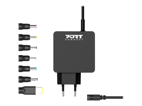 PORT DESIGNS Universal Power Adapter For Notebooks Up To 45W EU Plug 7 Universal Detachable Tips