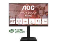 AOC 24E4CV 23.8p FHD IPS 120Hz 4ms 300cd/m2 HDMI DP USB-C PD90W Speakers Pivot