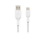 BELKIN BOOST CHARGE USB-A to USB-C Cable Braided 1M White