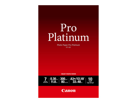 CANON PT-101 pro platinum photo  papier 300g/m2 A3+ 10 feuilles pack de 1