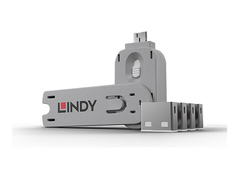 LINDY Clé USB et 4 bloqueurs de ports USB Blanc