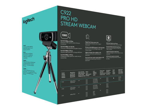 LOGITECH HD Pro Webcam C922 Webcam colour 720p 1080p H.264