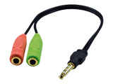 MCL ADAPTATEUR AUDIO JACK 3.5MM 4 CONTACTS POUR MICRO ET CASQUE - 20CM (P)