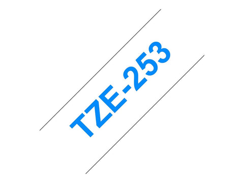 BROTHER P-TOUCH TZE-253 bleu sur blanc 24mm