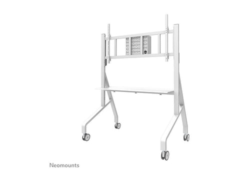 NEOMOUNTS FL50-575WH1 Support au sol mobile pour écran 65-110p - étagère multimédia incluse - installation rapide - TÜV