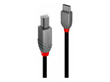 LINDY 0.5m USB 2.0 Type C an B Cable Anthra Line