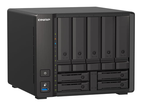 QNAP TS-H973AX-32G 9-bay NAS AMD Ryzen V1500B 32Go DDR4 SODIMM 5x2.5p/3.5p SATA 6Gbps + 2x2.5p U.2 NVMe PCIe Gen3 x4